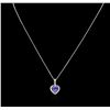 Image 2 : 2.71ct Tanzanite and Diamond Pendant With Chain - 14KT White Gold