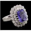 Image 2 : 14KT White Gold 6.87ct Tanzanite and Diamond Ring