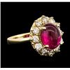 Image 2 : 14KT Yellow Gold 3.75ct Rubellite and Diamond Ring