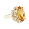 Image 2 : 14KT Yellow Gold 11.17ct Citrine and Diamond Ring