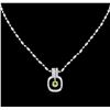 Image 1 : 1.00ct Peridot and Diamond Pendant With Chain - 14KT White Gold