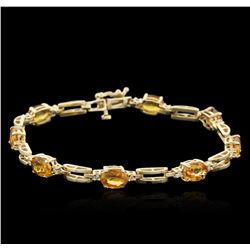 14KT Yellow Gold 6.56ctw Yellow Sapphire and Diamond Bracelet