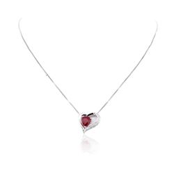 14KT White Gold GIA Certified 2.83ct Ruby and Diamond Pendant With Chain