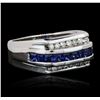 Image 2 : 14KT White Gold 1.00ctw Sapphire and Diamond Ring