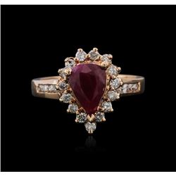 14KT Rose Gold 1.42ct Ruby and Diamond Ring