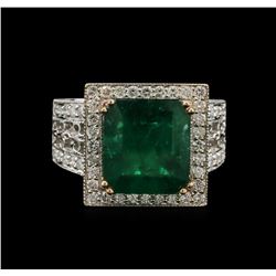 4.73ct Emerald and Diamond Ring - 14KT Two-Tone Gold