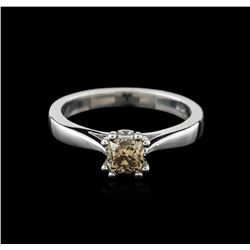 14KT White Gold 0.78ct Cushion Cut Fancy Brown Diamond Solitaire Ring