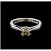 Image 1 : 14KT White Gold 0.78ct Cushion Cut Fancy Brown Diamond Solitaire Ring