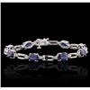 Image 1 : 14KT White Gold 10.32ctw Sapphire and Diamond Bracelet