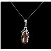 Image 2 : 14KT White Gold 7.65ct Morganite and Diamond Pendant With Chain