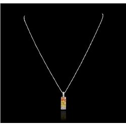 14KT White Gold 1.77ct Yellow Sapphire and Pendant With Chain