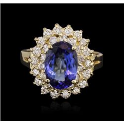 14KT Yellow Gold 2.49ct Tanzanite and Diamond Ring