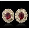 Image 1 : 14KT Yellow Gold 2.07ctw Ruby and Diamond Earrings