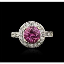 18KT Two-Tone Gold GIA Certified 2.12ct Pink Sapphire and Diamond Ring