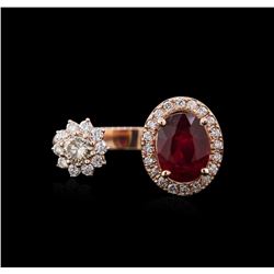 14KT Rose Gold 2.06ct Ruby and Diamond Ring