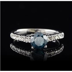 14KT White Gold 0.92ct Blue and White Diamond Ring