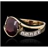 Image 2 : 14KT Yellow Gold 3.13ct Ruby and Diamond Ring