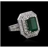 Image 2 : 14KT White Gold 4.09ct Emerald and Diamond Ring