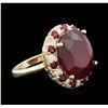 Image 2 : 14KT Yellow Gold 19.69ctw Ruby and Diamond Ring