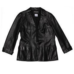 Ladies Chanel Black Leather Jacket