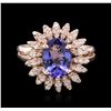 Image 1 : 14KT Rose Gold 2.09ct Tanzanite and Diamond Ring