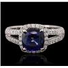Image 1 : 14KT White Gold 2.60ct Sapphire and Diamond Ring