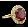 Image 2 : 14KT Yellow Gold 6.94ct Ruby and Diamond Ring