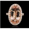 Image 1 : 14KT Rose Gold 8.82ct Morganite and Diamond Ring
