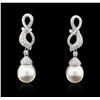 Image 1 : 14KT White Gold Pearl and Diamond Earrings