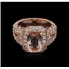 Image 1 : 14KT Rose Gold 2.20ct Morganite and Diamond Ring