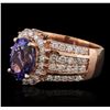 Image 2 : 14KT Rose Gold 3.16ct Tanzanite and Diamond Ring