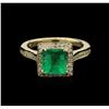 Image 1 : 1.50ct Emerald and Diamond Ring - 14KT Yellow Gold