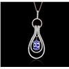 Image 1 : 14KT Two-Tone Gold 2.65ct Tanzanite and Diamond Pendant With Chain