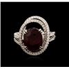 Image 1 : 18KT White Gold 3.89ct Ruby and Diamond Ring