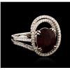 Image 2 : 18KT White Gold 3.89ct Ruby and Diamond Ring