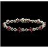 Image 1 : 14KT White Gold 6.15ctw Ruby and Diamond Bracelet