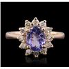 Image 1 : 14KT Rose Gold 0.96ct Tanzanite and Diamond Ring