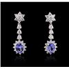 Image 1 : 14KT White Gold 3.18ctw Tanzanite and Diamond Earrings