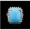 Image 1 : 14KT White Gold 8.79ct Turquoise and Diamond Ring