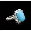 Image 2 : 14KT White Gold 8.79ct Turquoise and Diamond Ring