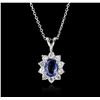 Image 1 : 14KT White Gold 1.00ct Tanzanite and Diamond Pendant With Chain