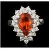 Image 1 : 14KT White Gold 3.63ct Spessartite and Diamond Ring