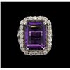 Image 1 : 12.85ct Amethyst and Diamond Ring - 14KT White Gold