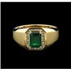 Image 1 : 14KT Yellow Gold 1.69ct Emerald and Diamond Ring