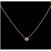 Image 2 : 14KT Rose Gold 0.09ct Diamond Solitaire Necklace