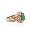 Image 2 : 14KT Rose Gold 1.47ct Emerald and Diamond Ring