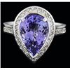 Image 1 : 14KT White Gold 4.13ct Tanzanite and Diamond Ring