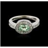 Image 1 : 14KT White Gold 0.84ct Green Tourmaline and Diamond Ring