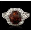 Image 1 : 14KT White Gold 3.92ct Spessartite and Diamond Ring