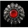 Image 1 : Silver 1.45ct Red Crystal and Cubic Zirconia Ring